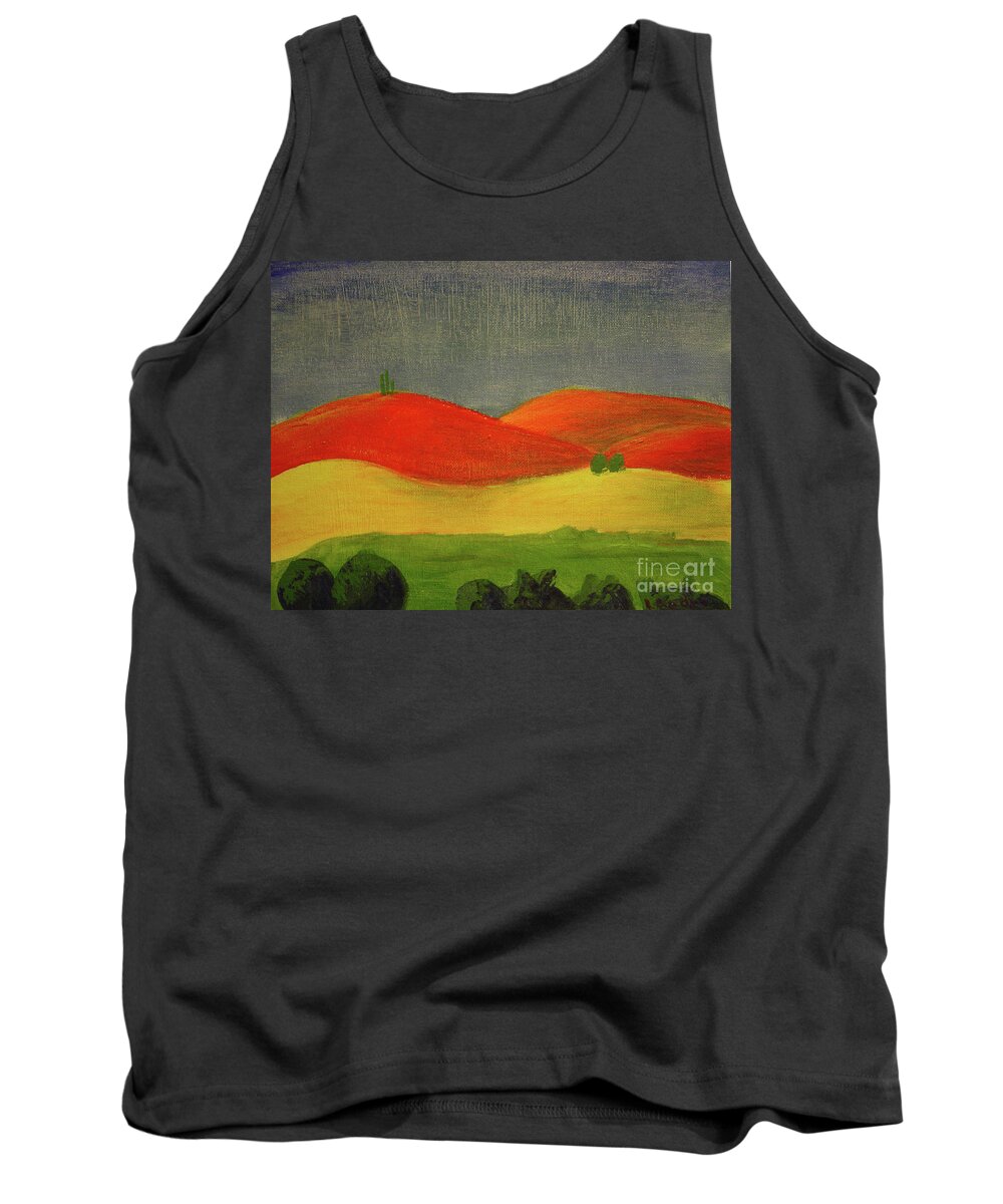 Tuscan Tank Top featuring the painting Three Standing by Lilibeth Andre