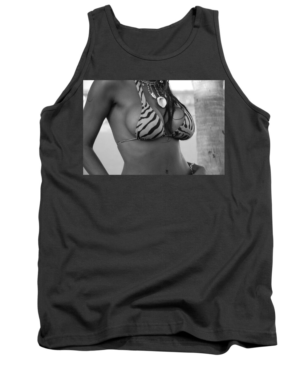 Black And White Tank Top featuring the photograph Tiger Strips #1 by Rob Hans
