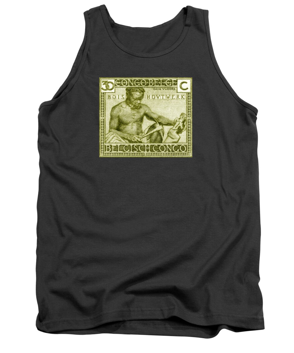  Tank Top featuring the painting 1925 Belgian Congo Native Woodcarving by Historic Image