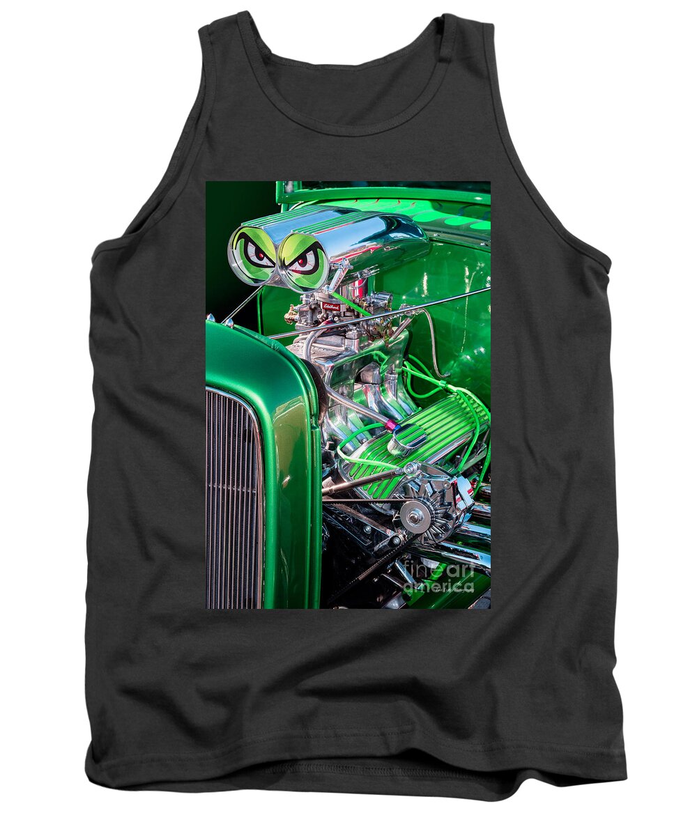 1932 Green Ford Hot Rod Engine Tank Top featuring the photograph 1932 Green Ford Hot Rod Engine by Aloha Art