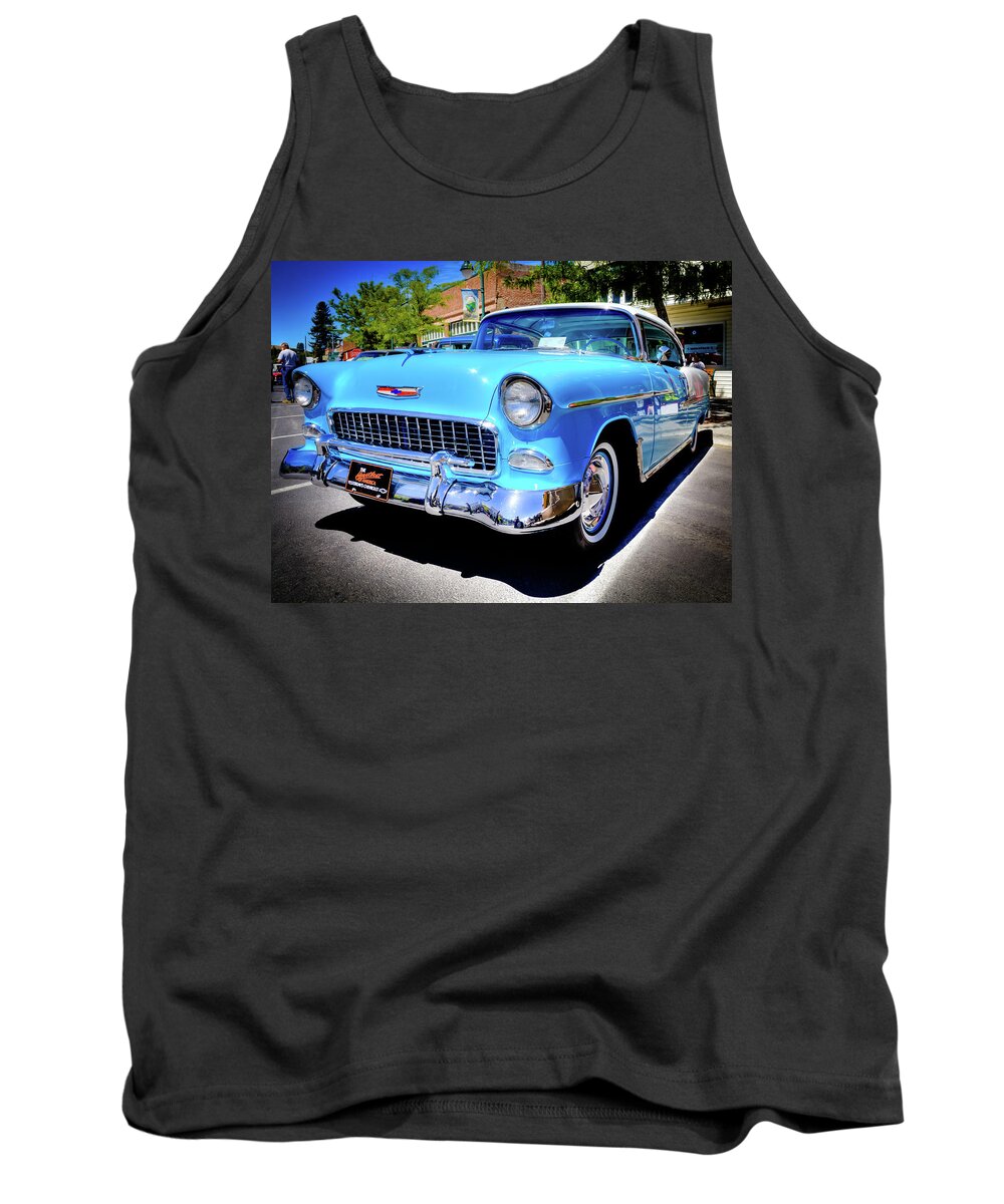 1955 Chevy Baby Blue Tank Top featuring the photograph 1955 Chevy Baby Blue by David Patterson