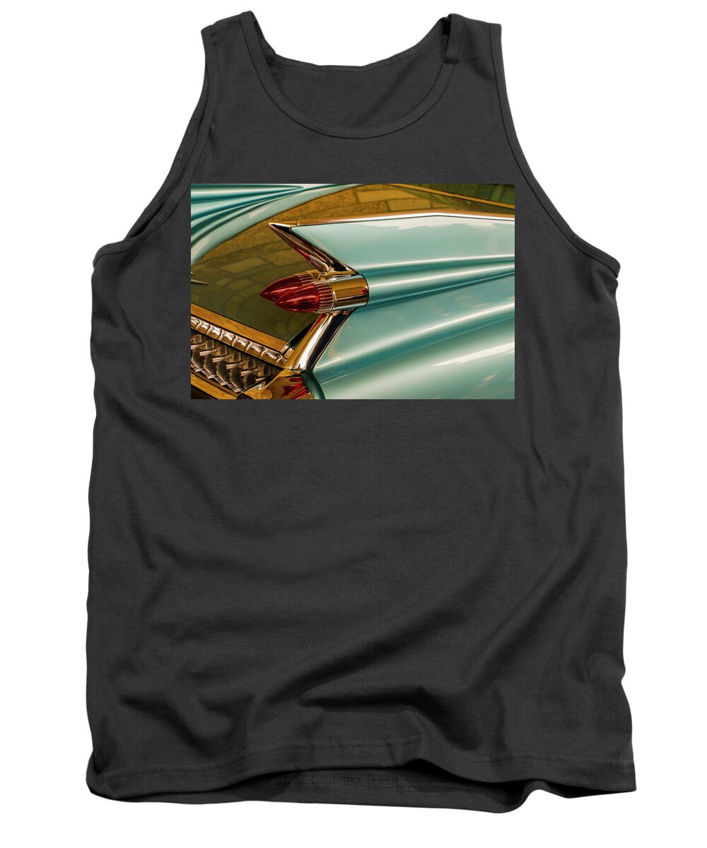 Automobile Tank Top featuring the photograph 1959 Cadillac Tail Light and Fin by Todd Bannor
