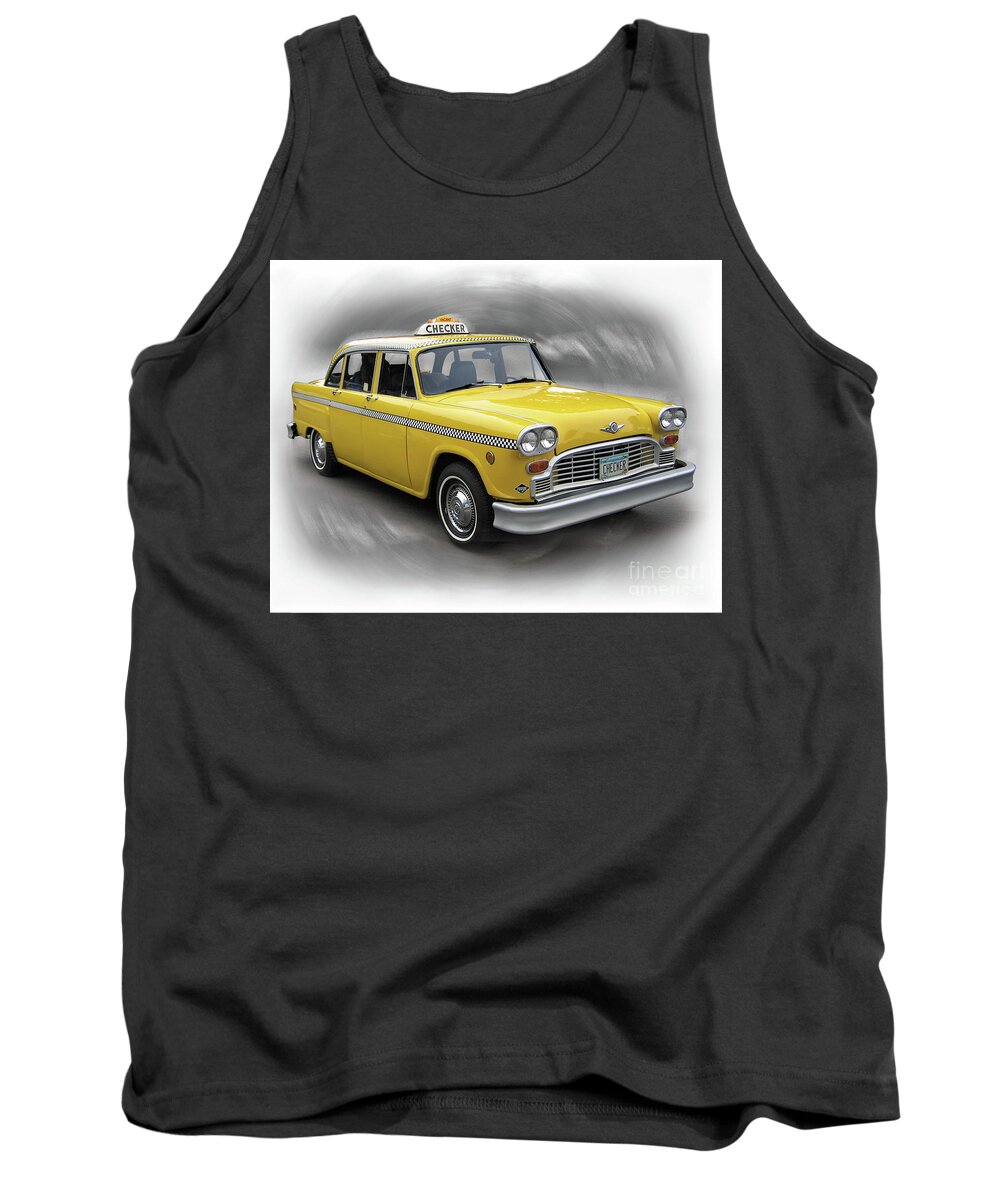 Checker Tank Top featuring the photograph 1982 Checker Cab by Ron Long