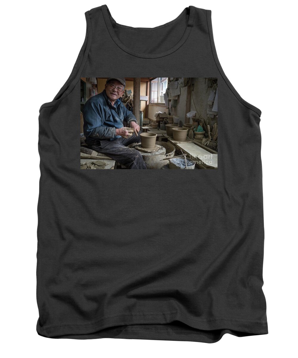 Pottery Tank Top featuring the photograph A Village Pottery Studio, Japan by Perry Rodriguez
