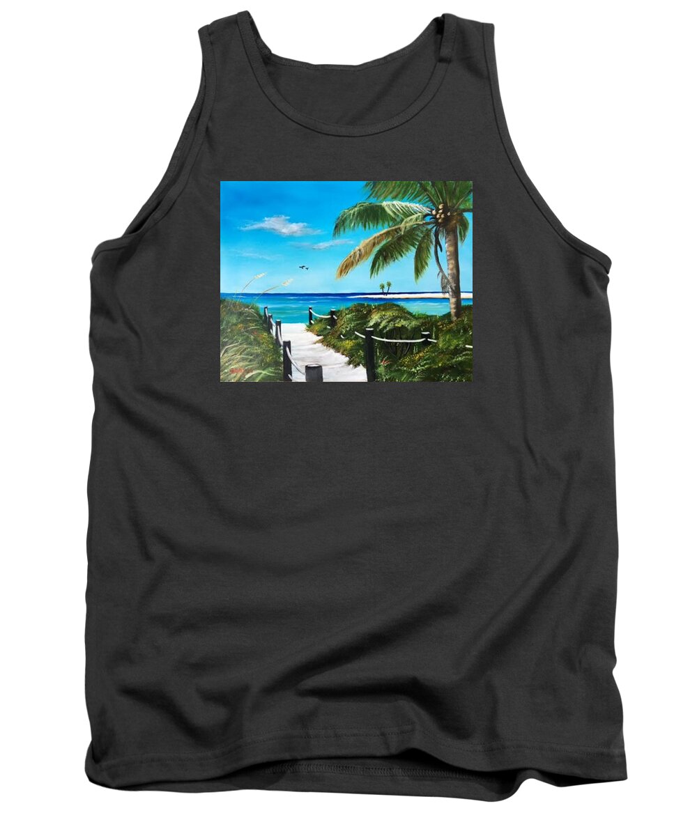 Beach Tank Top featuring the painting Access To The Beach #1 by Lloyd Dobson
