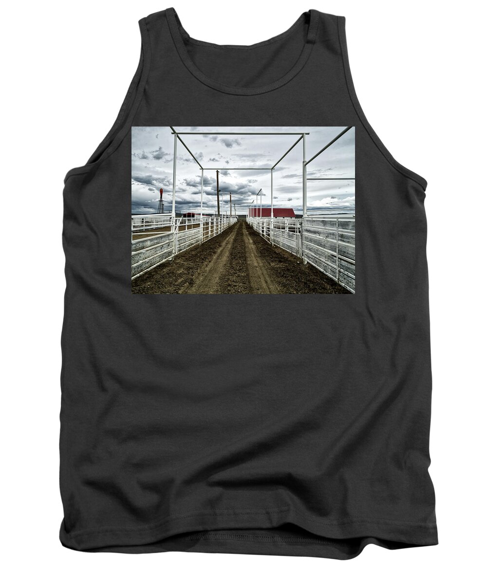 Corrals Tank Top featuring the photograph Empty Corrals #2 by Mountain Dreams