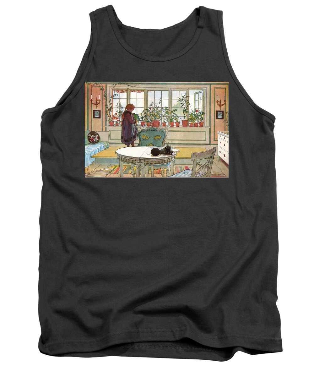 Flowers On The Windowsill Tank Top featuring the painting Flowers On The Windowsill #3 by Celestial Images