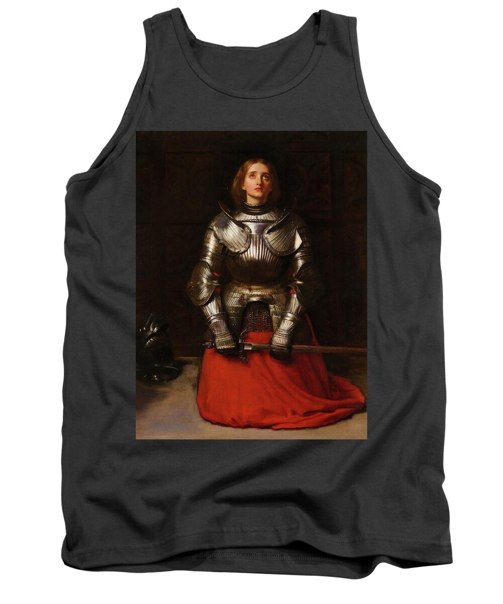 John Everett Millais Joan Of Arc Jeanne D'arc French Patron Saint France Pre-raphaelite Heroine Hundred Years War Maid Of Orleans Orleans Tank Top featuring the painting Joan Of Arc by Troy Caperton