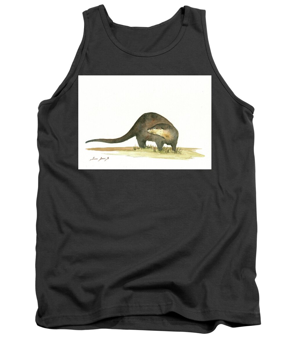 River Otter Tank Top featuring the painting Otter #2 by Juan Bosco