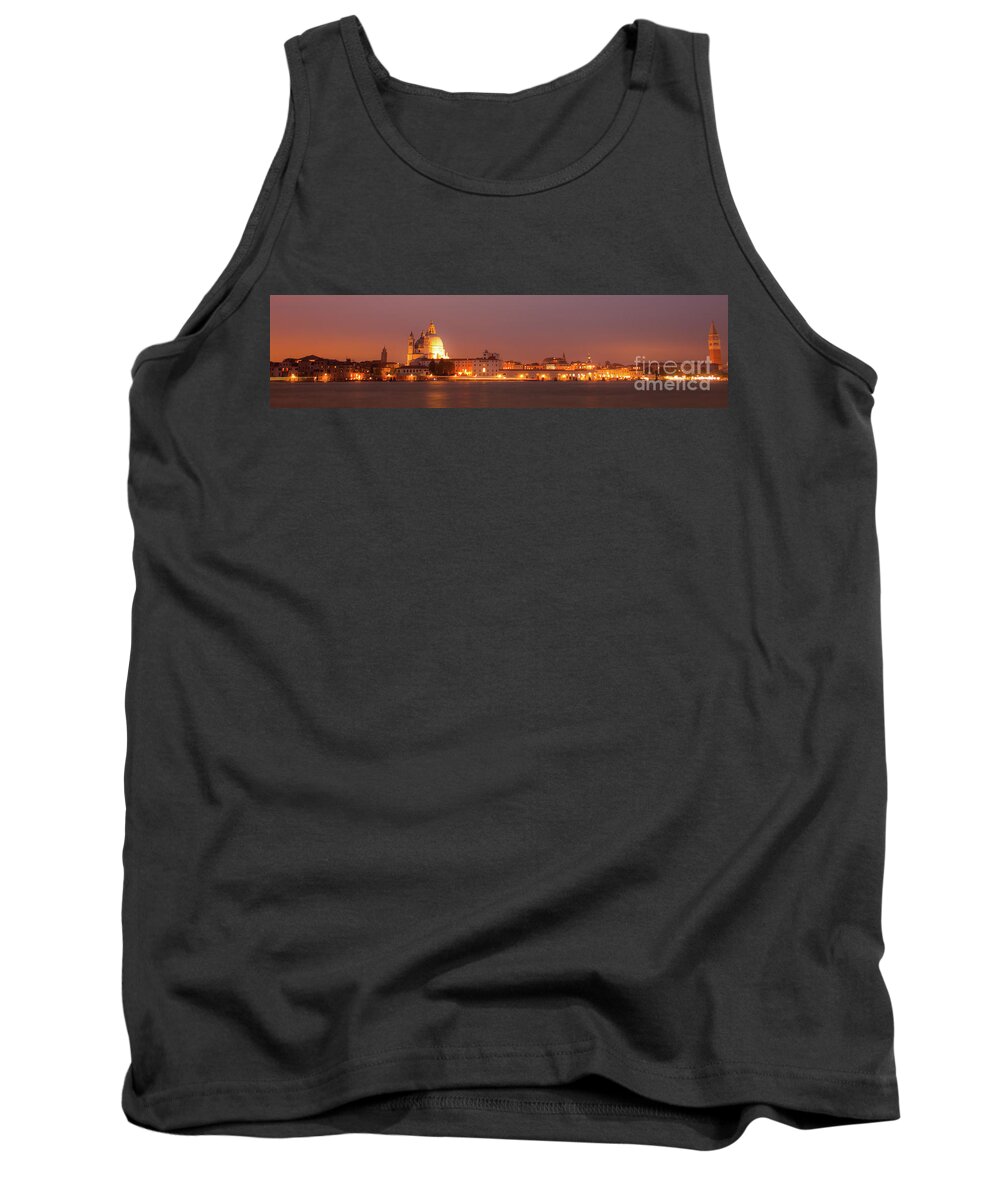 Bridge Tank Top featuring the photograph Panorama By Night Of Venice, italian City by Amanda Mohler