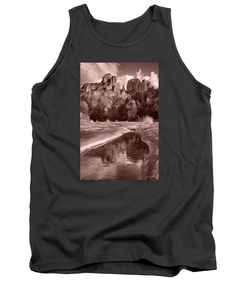 Cathedral Rock Tank Top featuring the photograph Reflections of Cathedral Rock #2 by Leda Robertson