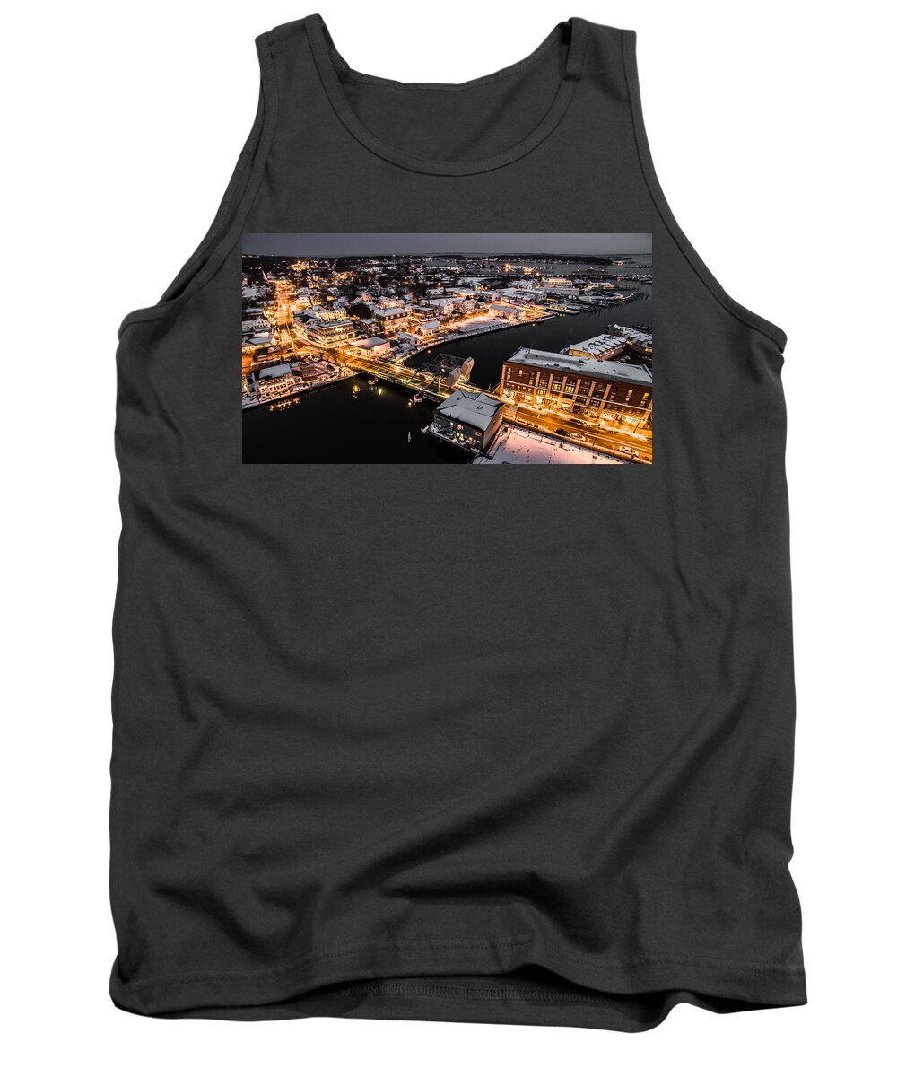 Winter Tank Top featuring the photograph Winter Twilight in Mystic Connecticut #2 by Mike Gearin
