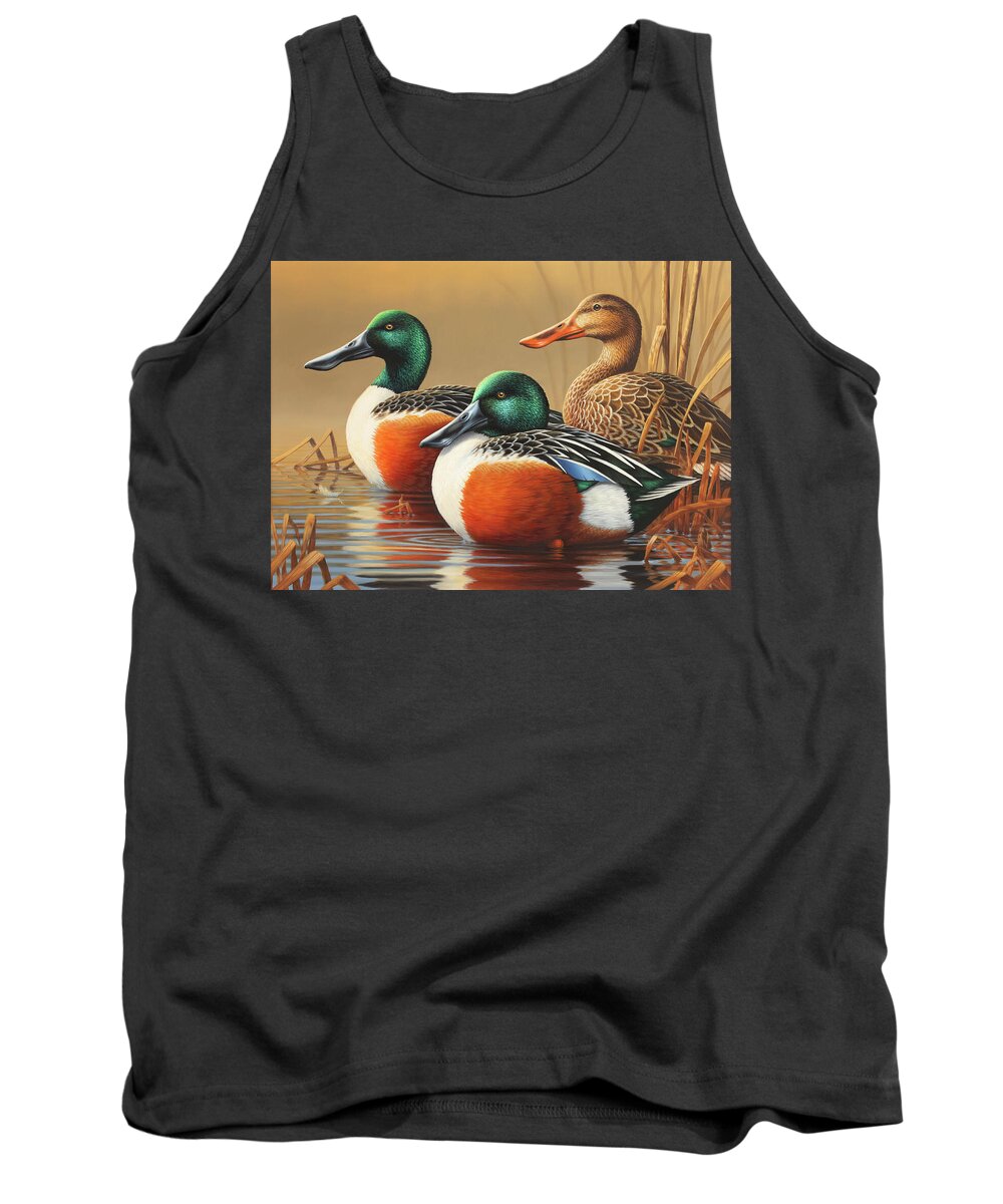 Shoveler Ducks Tank Top featuring the painting 2014 Connecticut Duck Stamp by Guy Crittenden