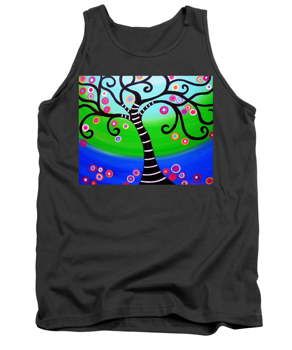 Tree Tank Top featuring the painting Tree Of Life #24 by Pristine Cartera Turkus