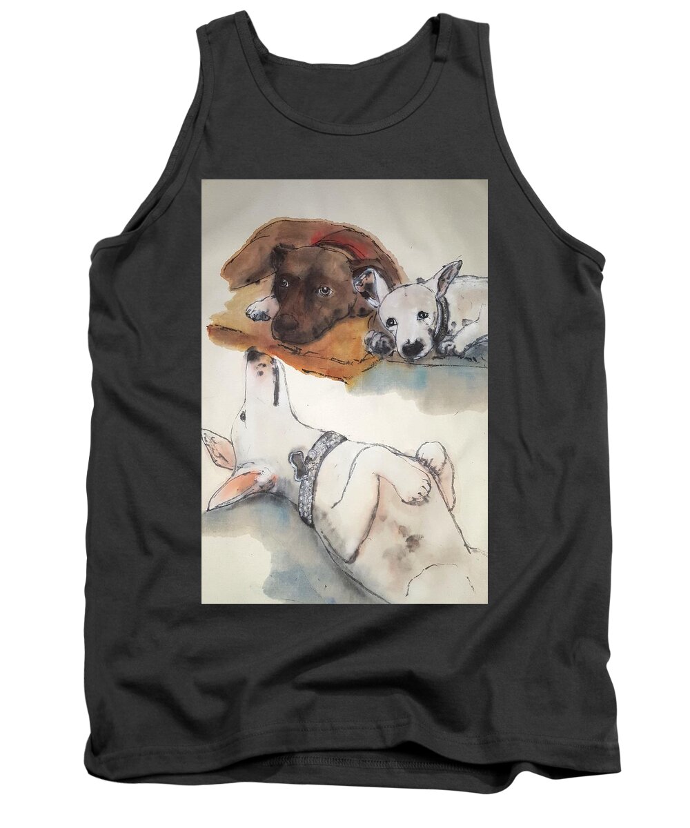 Dogs. Tank Top featuring the painting Dogs Dogs Dogs album #3 by Debbi Saccomanno Chan