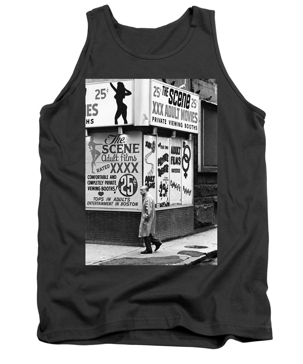 Film Homage Hard Core 1979 Porn Theater The Combat Zone Boston Massachusetts 1977 Tank Top featuring the photograph Film Homage Hard Core 1979 Porn Theater The Combat Zone Boston Massachusetts 1977 #3 by David Lee Guss