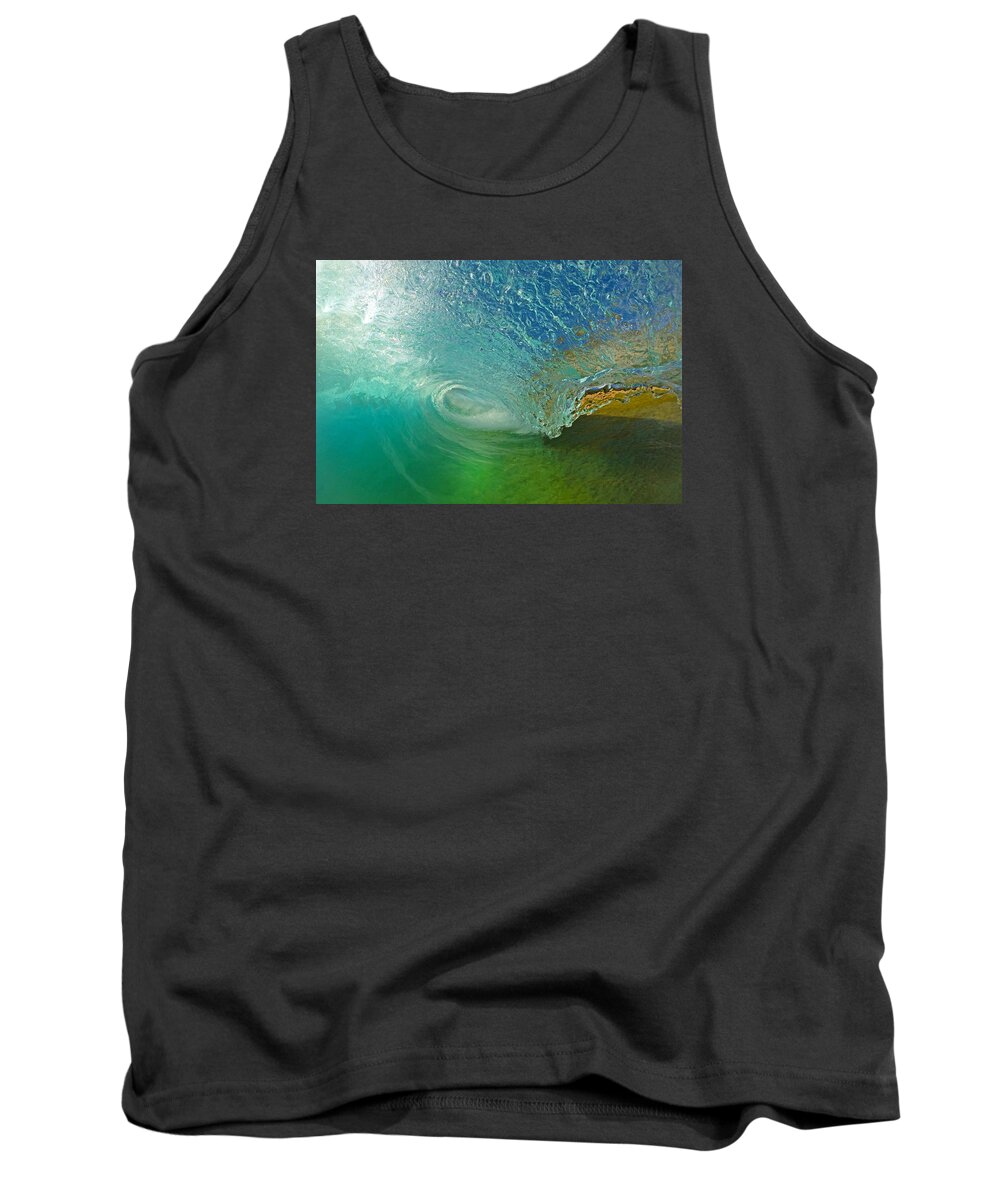 Makena Beach Maui Hawaii Shorebreak Waves Tube Tank Top featuring the painting In The Tube #4 by James Roemmling
