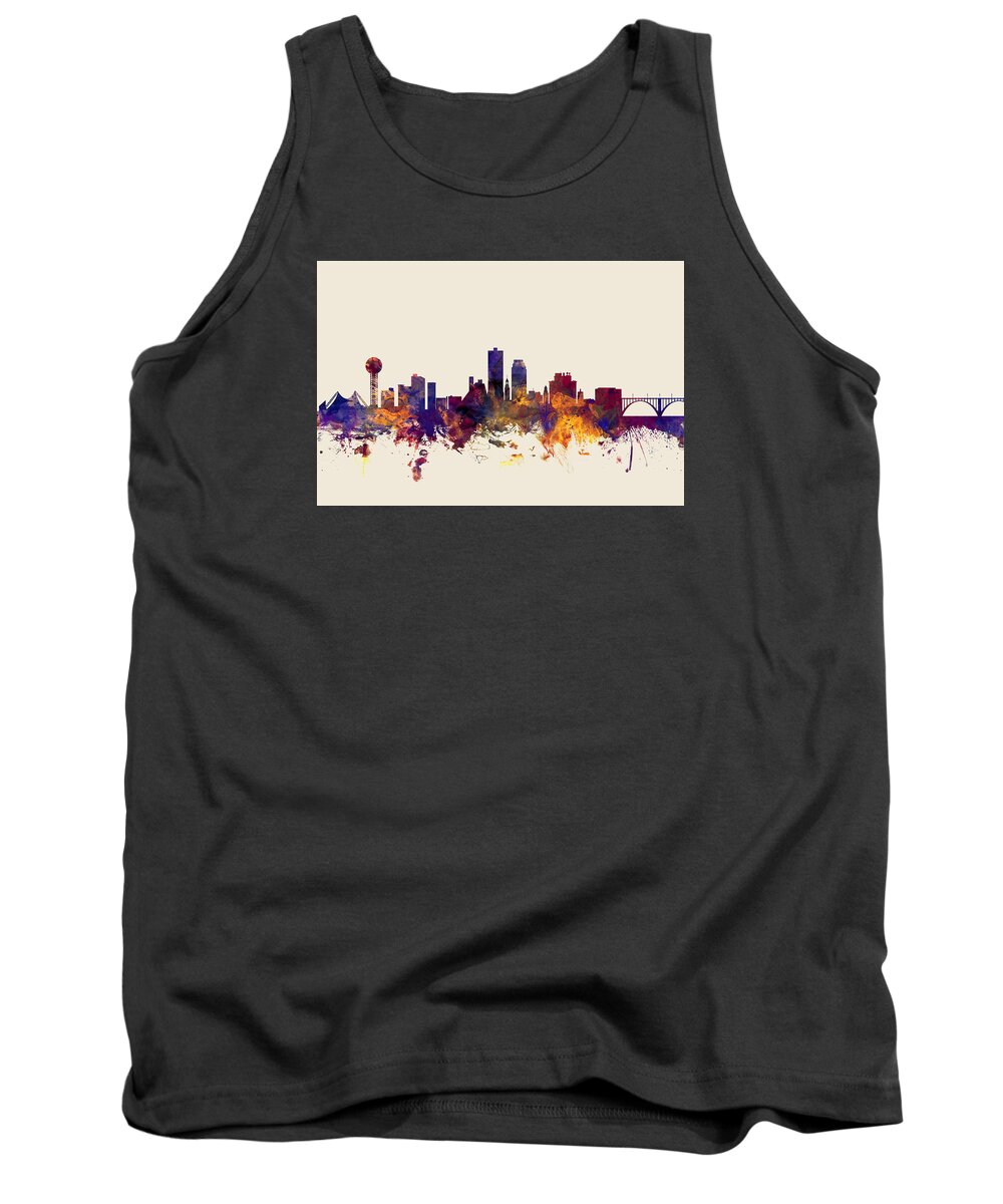 United States Tank Top featuring the digital art Knoxville Tennessee Skyline #4 by Michael Tompsett