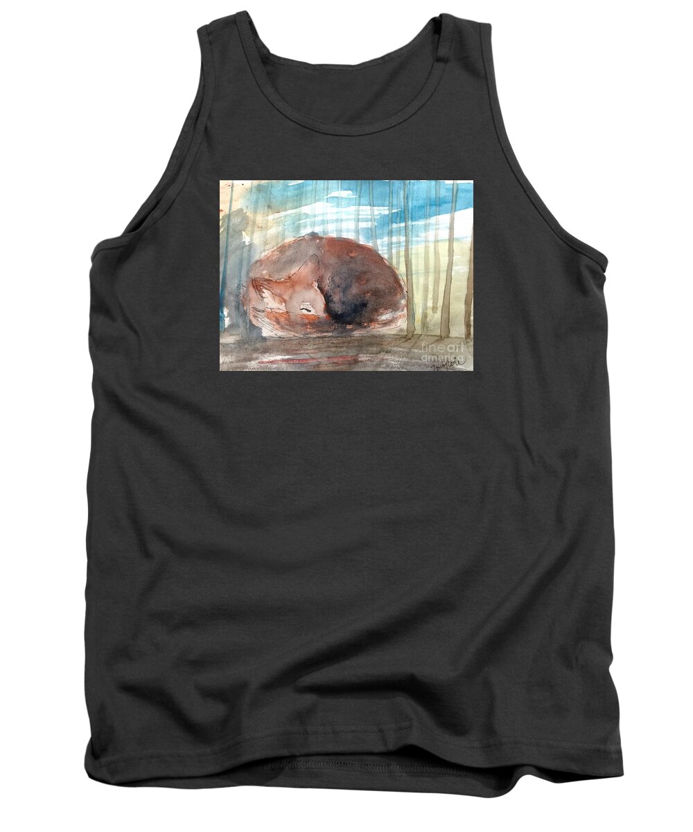 Fox Tank Top featuring the painting Peace #4 by Trilby Cole