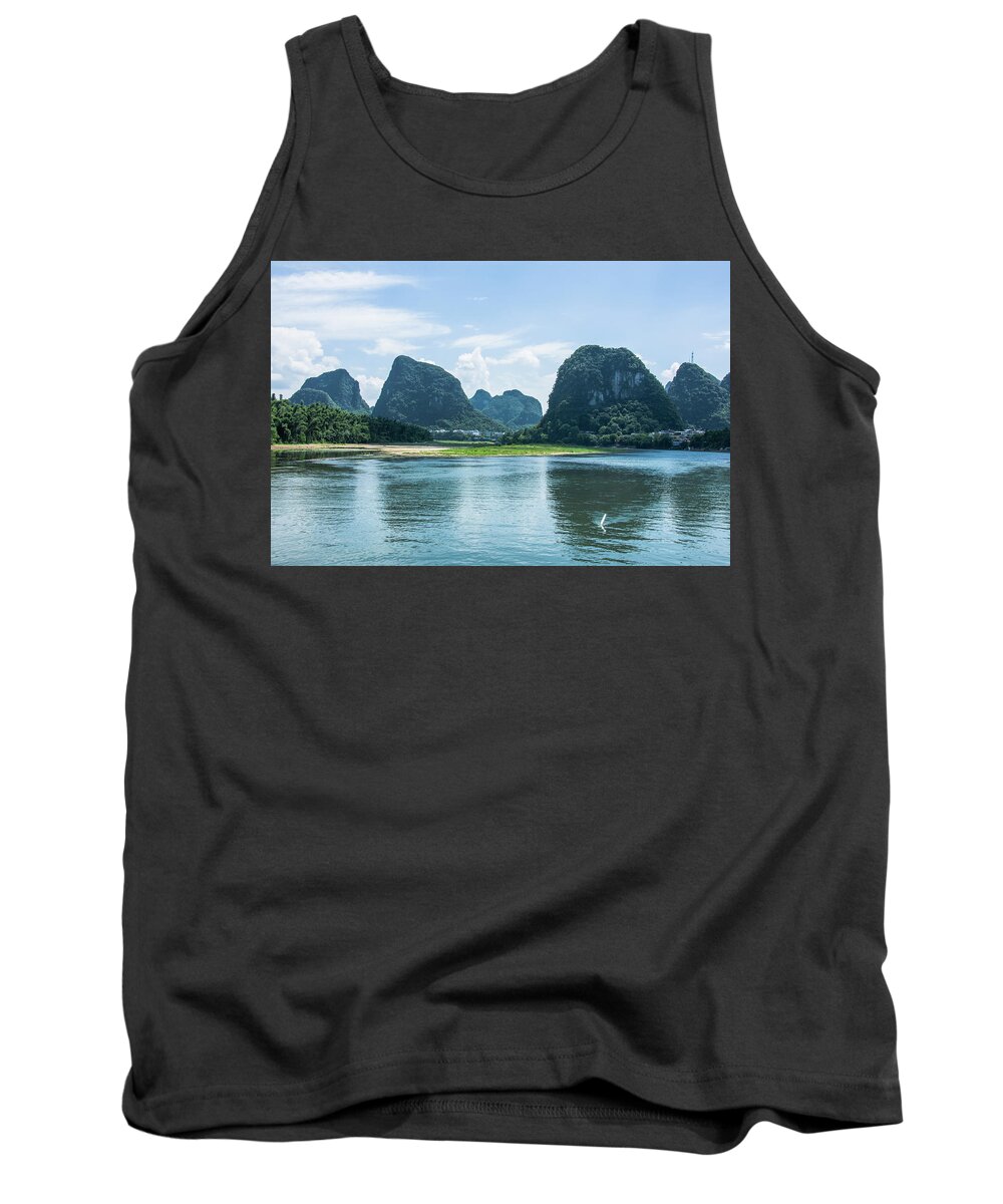 River Tank Top featuring the photograph Lijiang River and karst mountains scenery #45 by Carl Ning