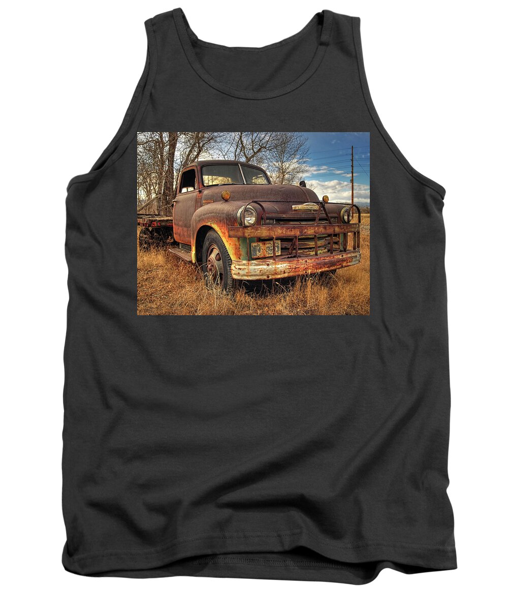 Rusty Cars Tank Top featuring the photograph 49 Chevy Truck by John Strong