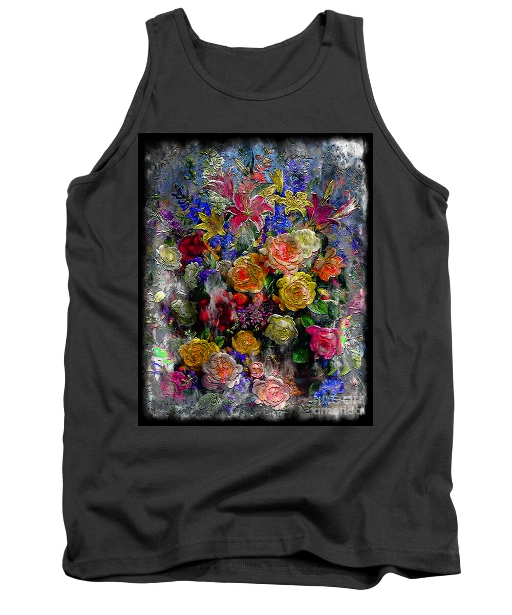 Abstract Tank Top featuring the painting 7a Abstract Floral Painting Digital Expressionism by Ricardos Creations