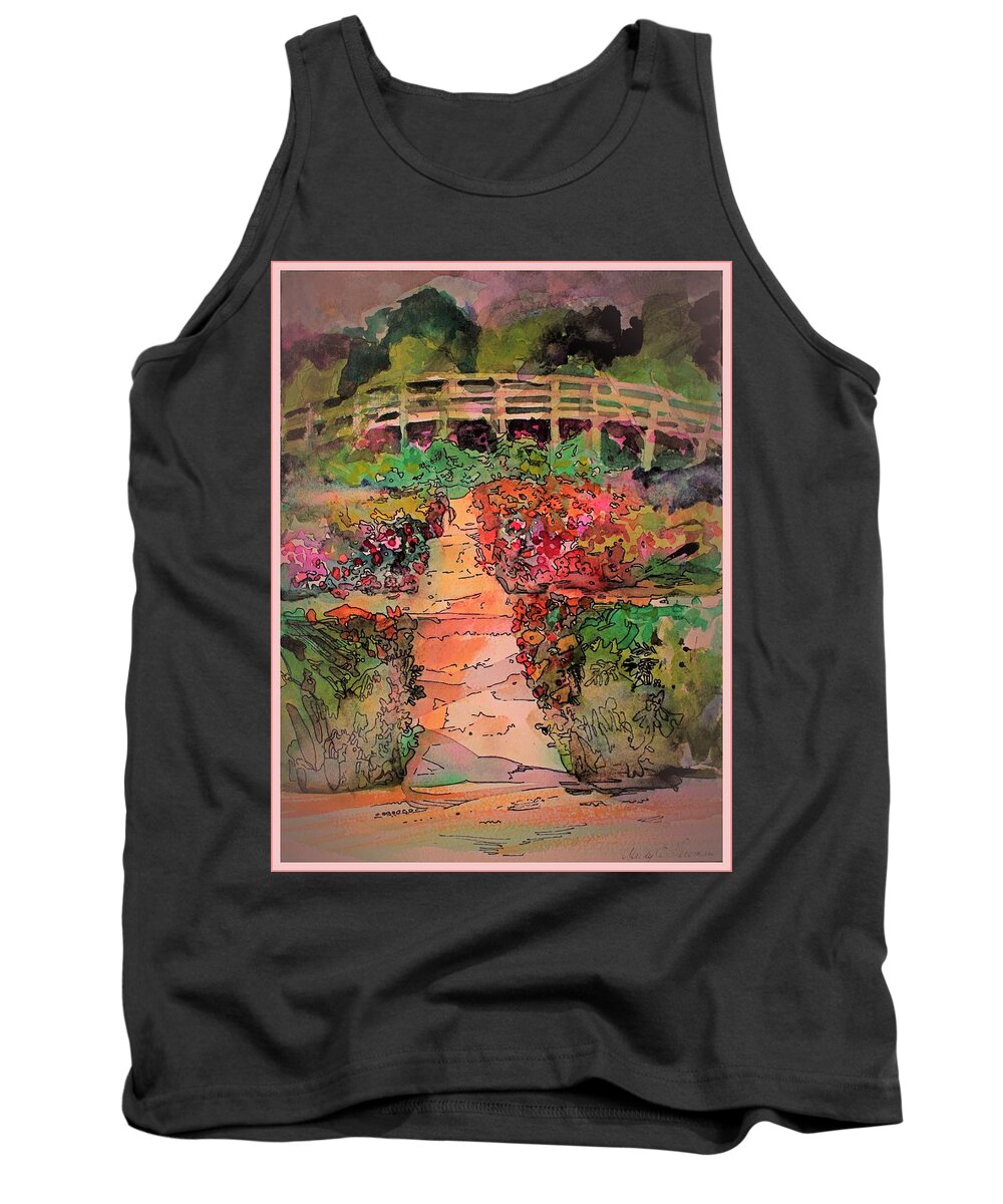 Forest Tank Top featuring the painting A Charming Path by Mindy Newman