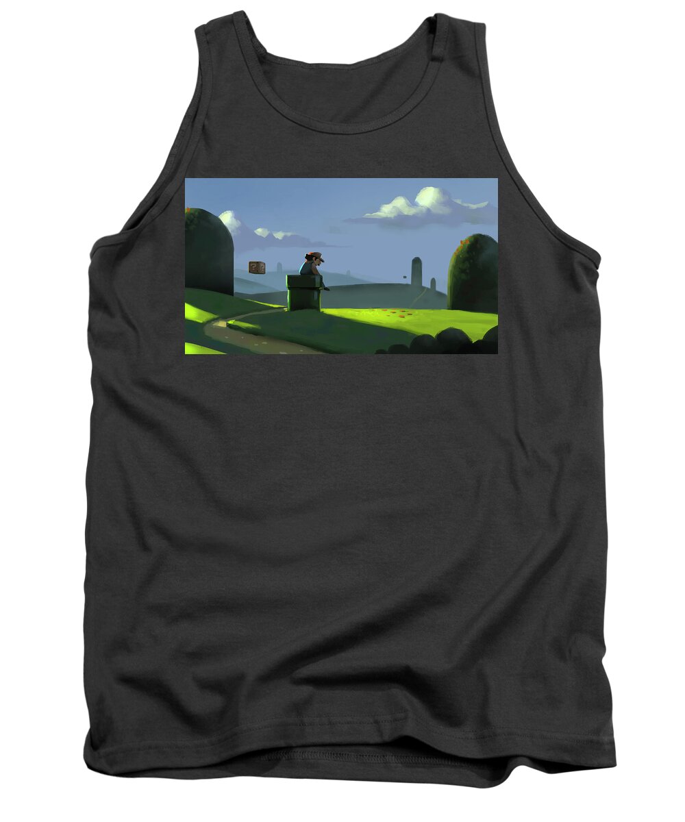 Mario Tank Top featuring the painting A Contemplative Plumber by Michael Myers