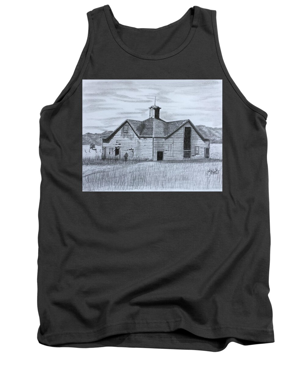 Carriage House Tank Top featuring the drawing A Forgotten Past by Tony Clark