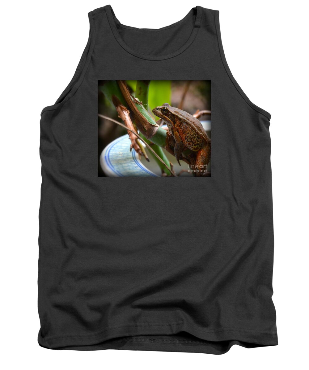 Frog Tank Top featuring the photograph A Guest by Tatyana Searcy
