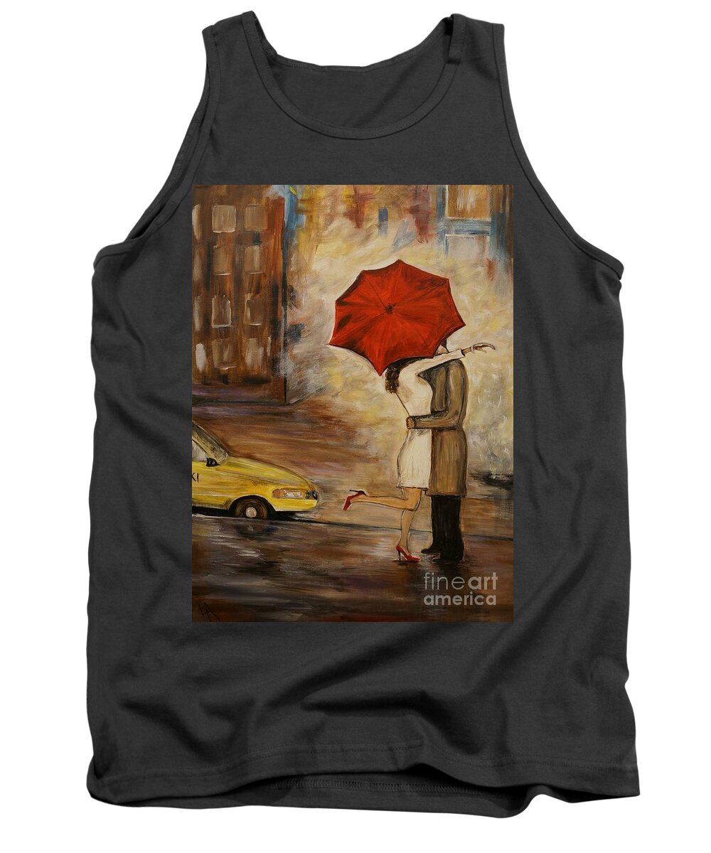 Couple Tank Top featuring the painting A Hello Kiss by Leslie Allen