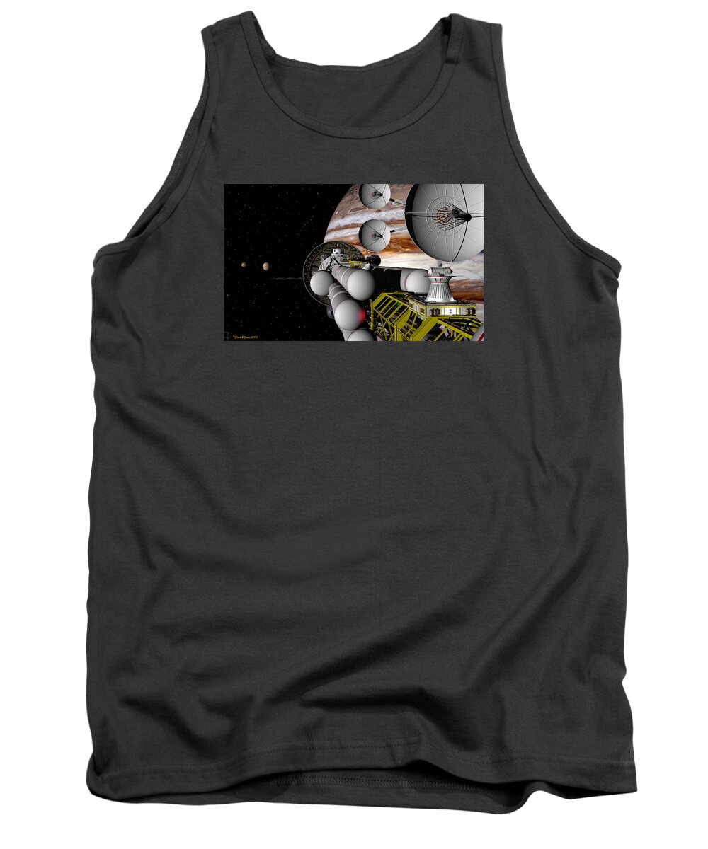 Spaceship Tank Top featuring the digital art A message back home by David Robinson