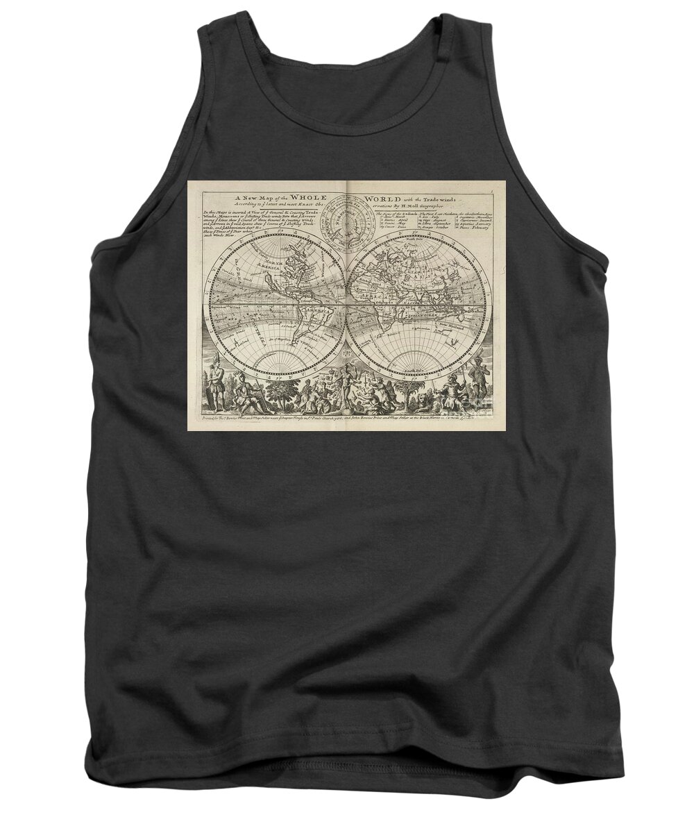 Renaissance Tank Top featuring the photograph A New Map of the Whole World with Trade Winds Herman Moll 1732 by Rick Bures