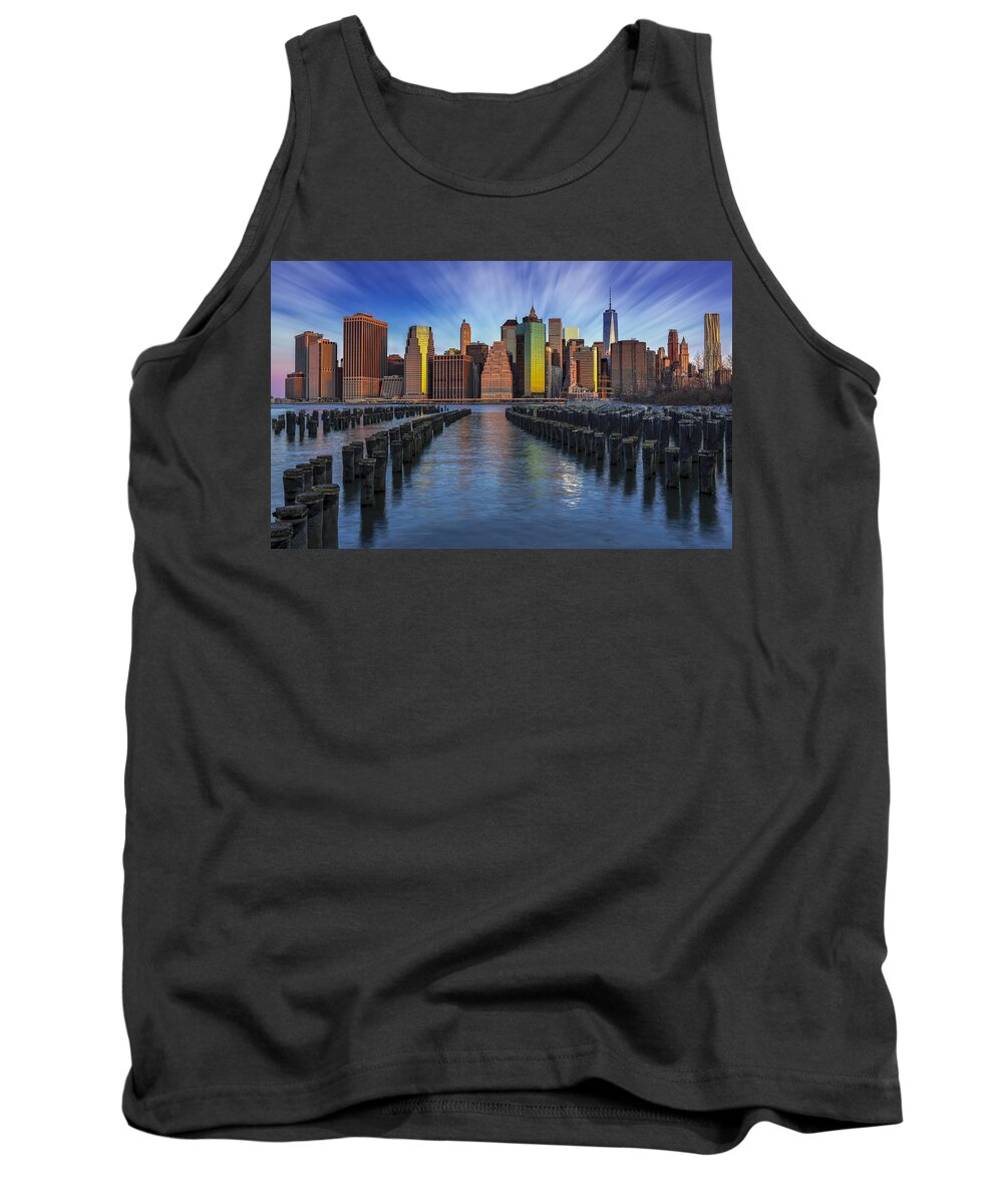 Brooklyn Tank Top featuring the photograph A New York City Day Begins by Susan Candelario