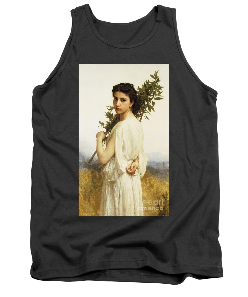 A Nymph Holding A Laurel Branch Tank Top featuring the painting A Nymph Holding a Laurel Branch by William-Adolphe Bouguereau