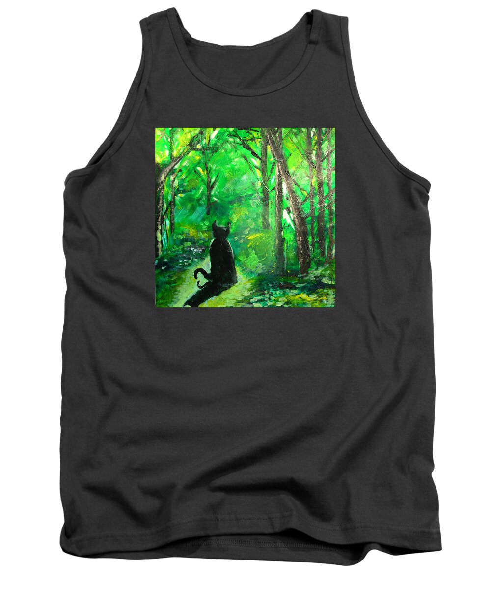 Cat Tank Top featuring the painting A Purrfect Day by Seth Weaver