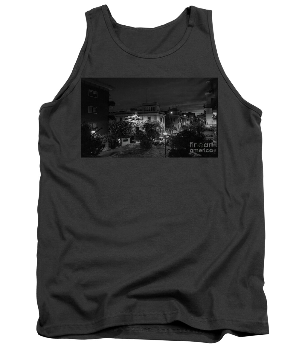 Rome At Night Tank Top featuring the photograph A Roman Street at Night by Perry Rodriguez