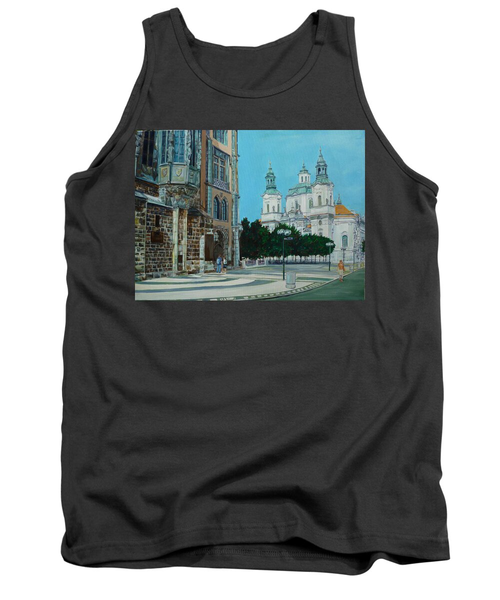 Europe Tank Top featuring the painting A Scene in Prague by Bryan Bustard