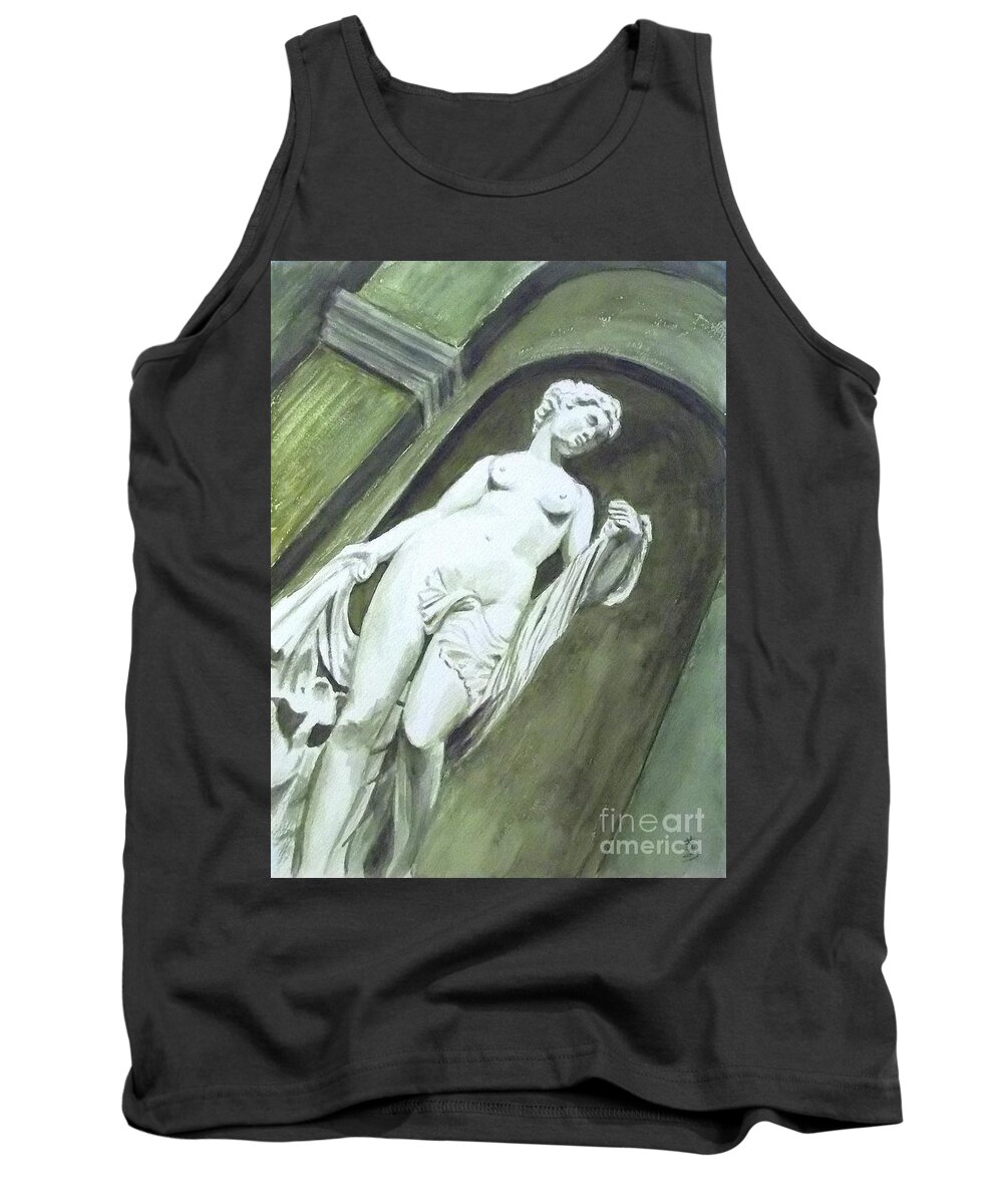 Statue Tank Top featuring the painting A Statue at the Toledo Art Museum - Ohio by Yoshiko Mishina