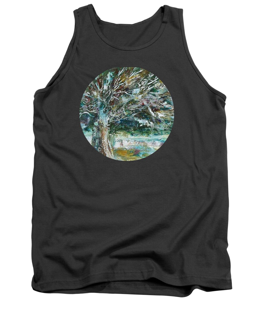 Landscape Tank Top featuring the painting A Winter Tree by Mary Wolf