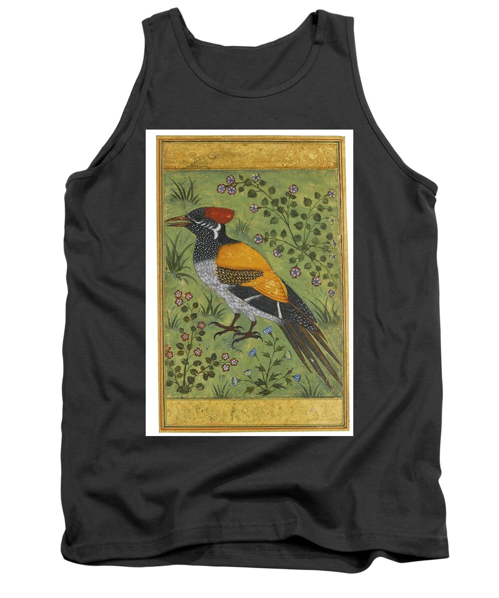 A Yellow-backed Woodpecker Tank Top featuring the painting A yellow backed woodpecker by Mughal