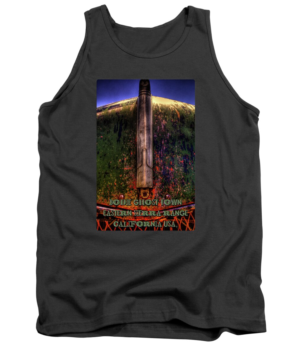 California Tank Top featuring the photograph Abandoned 1937 Chevrolet Coupe Hood Detail by Roger Passman