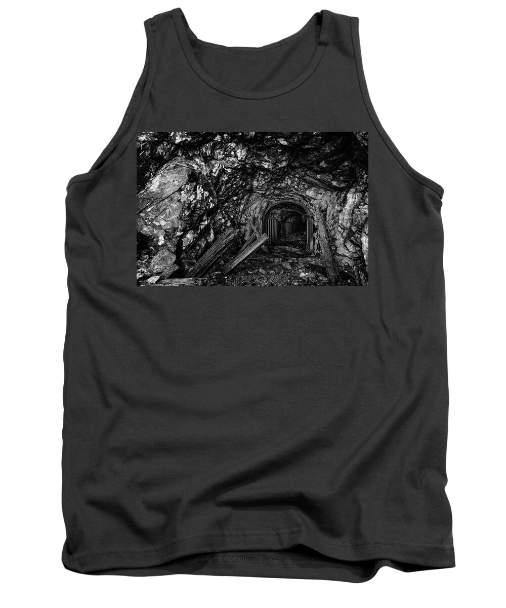 Tunnel Tank Top featuring the photograph Abandoned Railroad Tunnel Black and White 2 by Pelo Blanco Photo