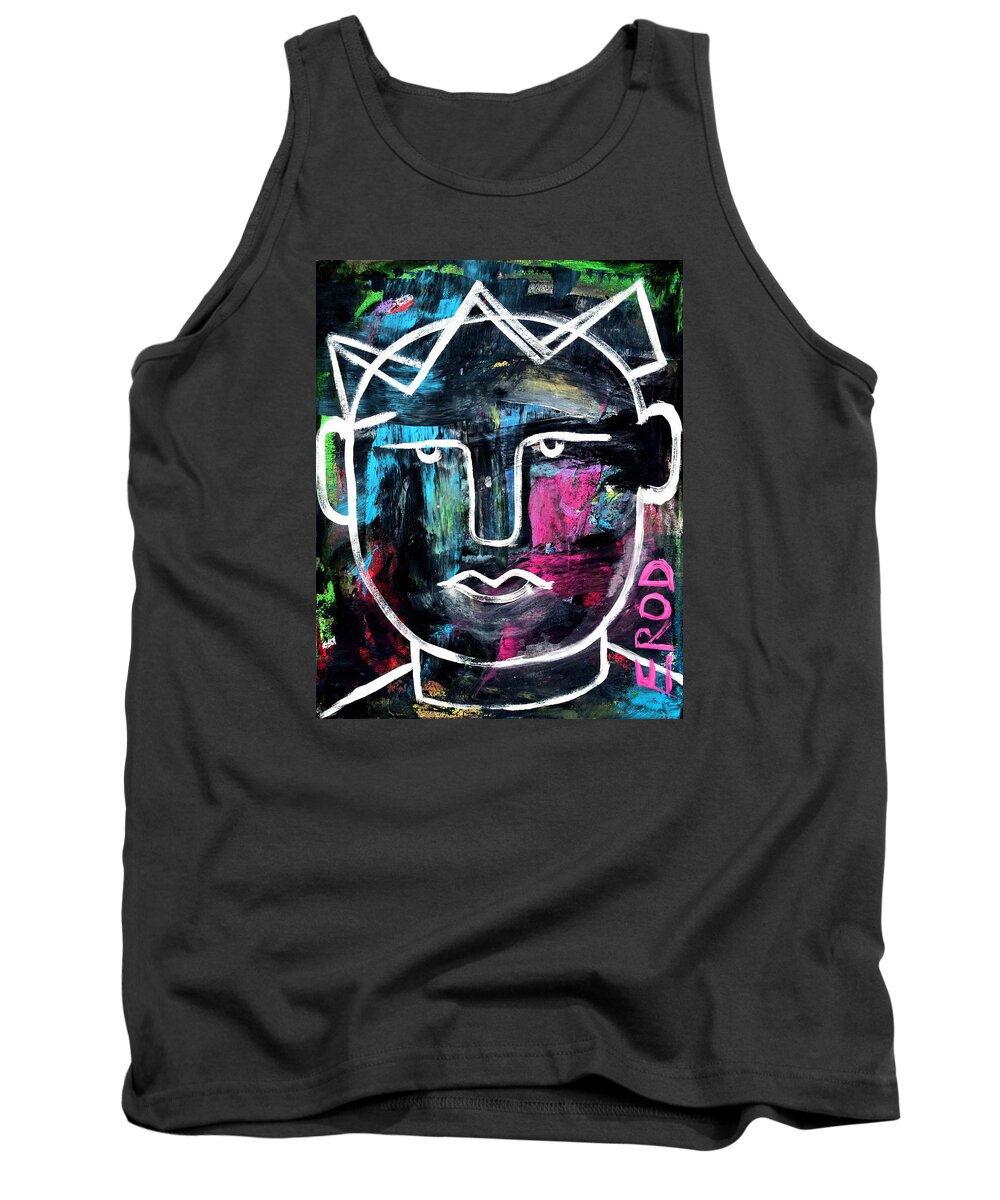 Faces Tank Top featuring the painting Abstract KING - Original Robert Erod ART by Robert R Splashy Art Abstract Paintings