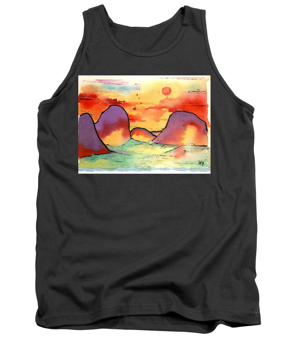 Abstract Landscape Tank Top featuring the painting Abstract Landscape 006 by Joe Michelli