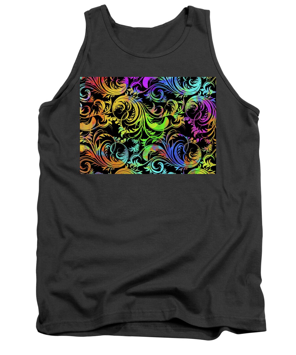 Abstract Tank Top featuring the digital art Abstract Patterns Digital Paint Series I by Ricky Barnard