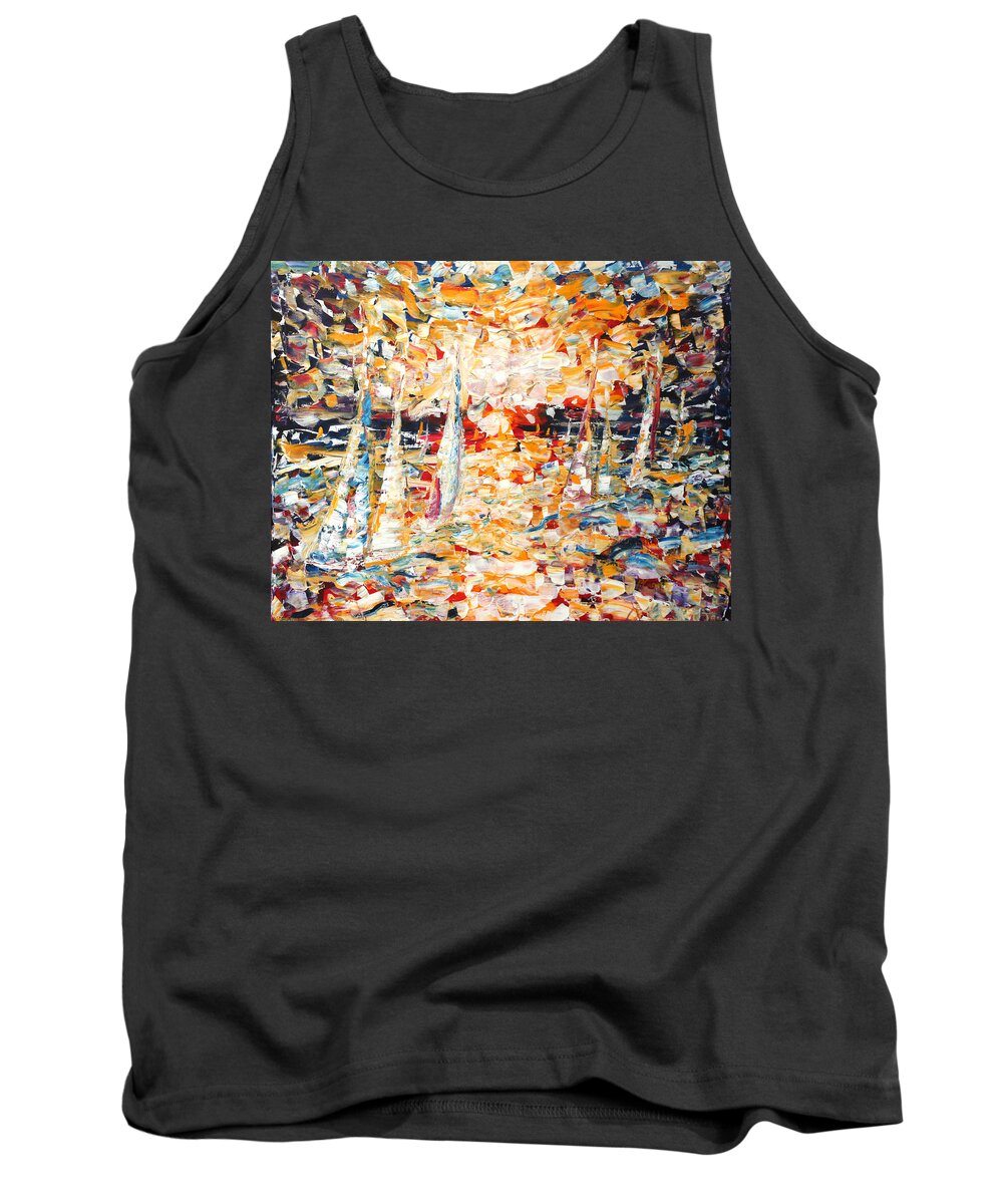 Antigua Tank Top featuring the painting Abstract Sailing by Pete Caswell
