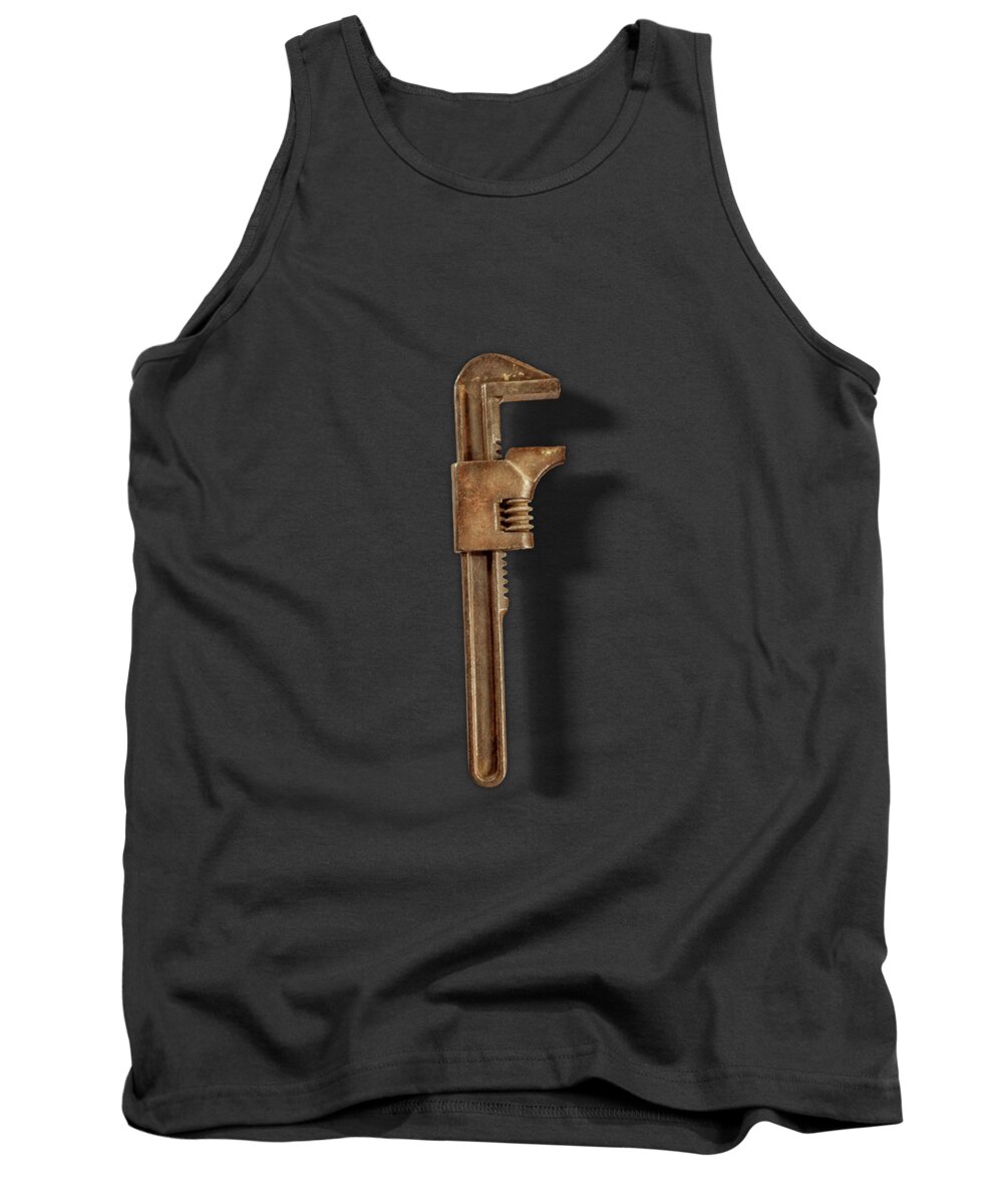 Antique Tank Top featuring the photograph Adjustable Wrench Backside on Black by YoPedro