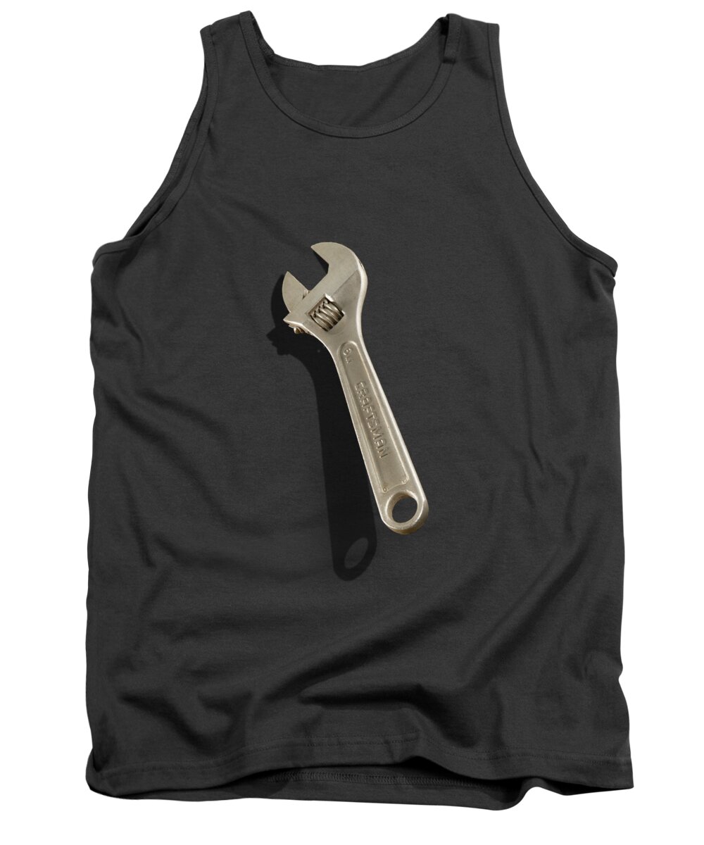Industry Tank Top featuring the photograph Adjustable Wrench over Wood 72 by YoPedro