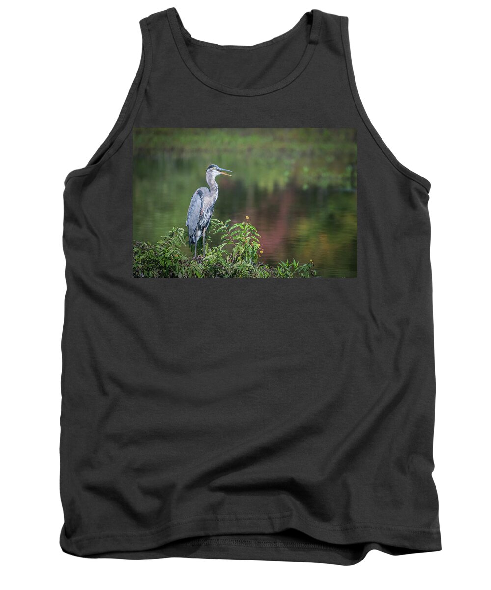 Photograph Tank Top featuring the photograph Advice from a Great Blue Heron by Cindy Lark Hartman